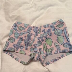 Fleo Pink and Green Cactus Print Athletic Shorts